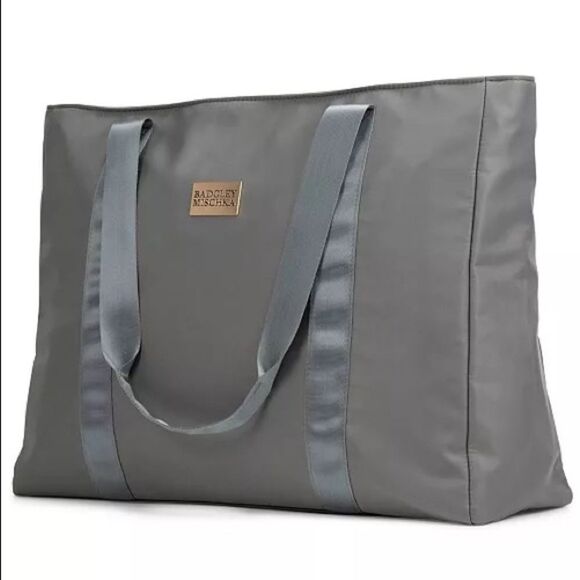 BADGLEY MISCHKA Nylon Travel Tote Weekender Bag in Grey travel bag luggage bag - Picture 1 of 12
